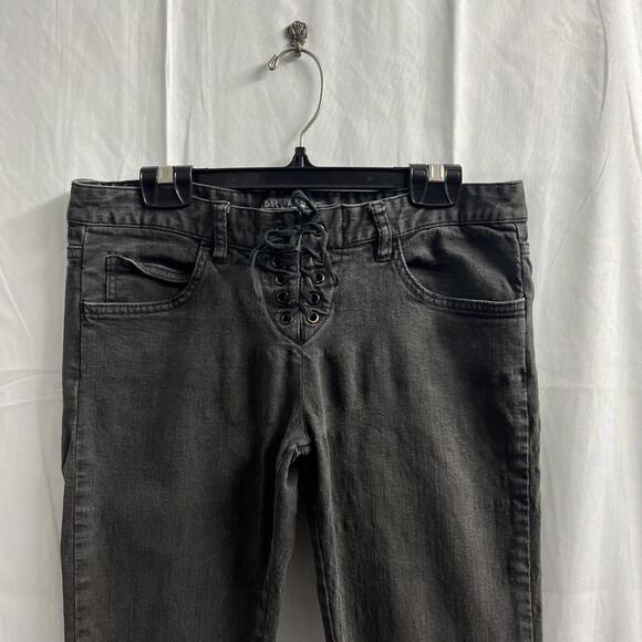 Billabong Denim - 4th and Bleeker for Billabong 2013 black lace up low rise skinny jeans Size 28